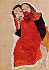 Egon Schiele Canvas Paintings - Two Girls